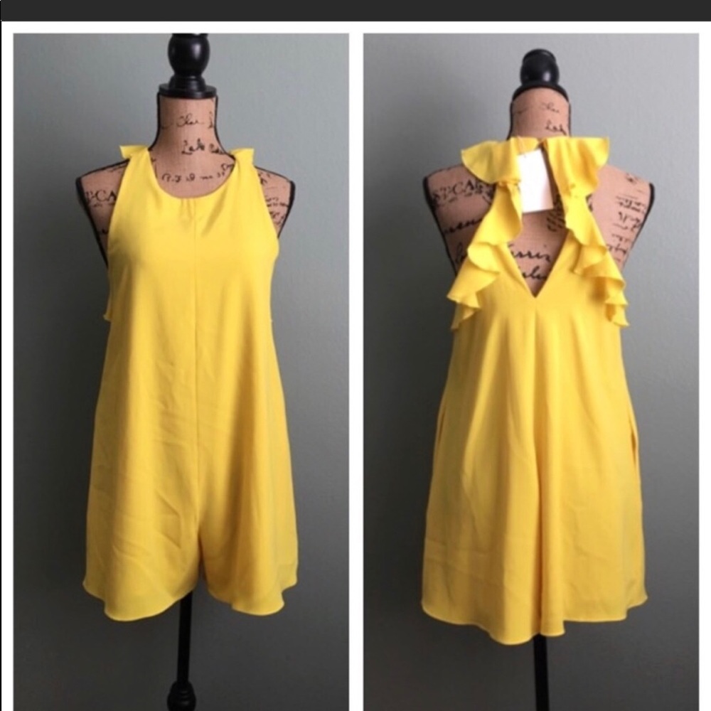 Zara NWOT Yellow Ruffle Romper Size Small